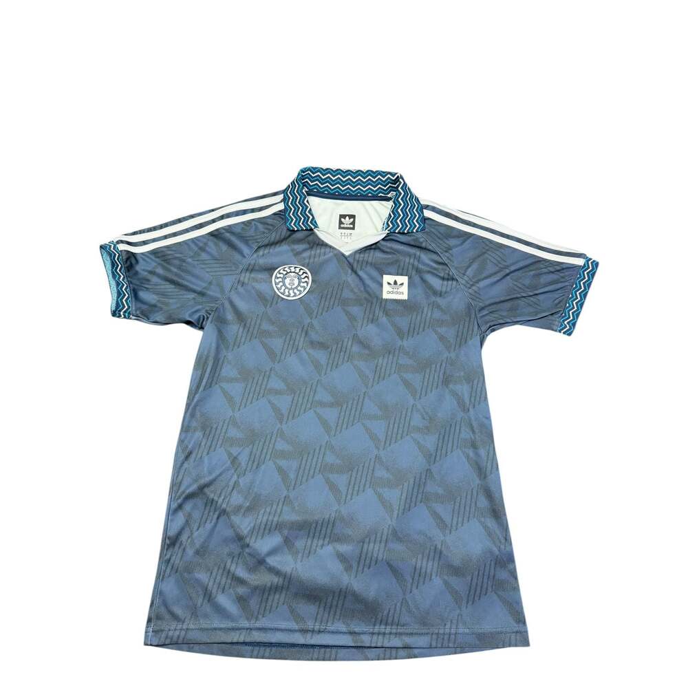 ADIDAS Bootleague Jersey Skateboarding Sun Logo Blue Polo Men's S